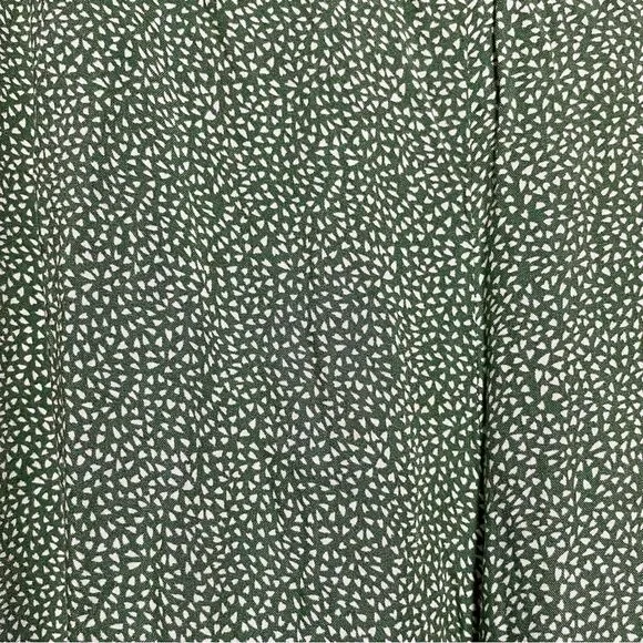 Flowy Geometric Floral Green White 100% Rayon Boho Comfy Wide Leg Soft Pants - Picture 4 of 8